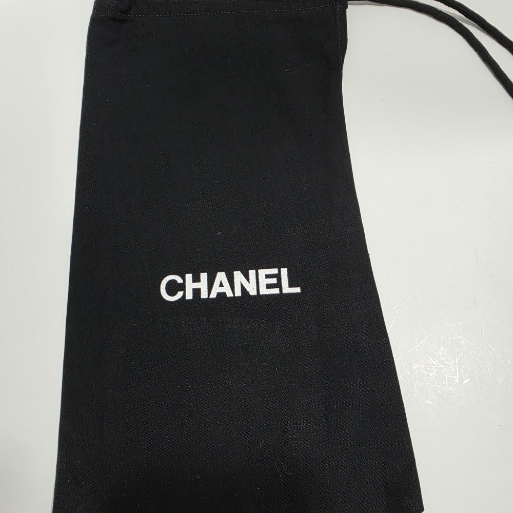 Authentic CHANEL Black Shoe Dust Bag White Logo Single Bag- Size 13" X 6.75"